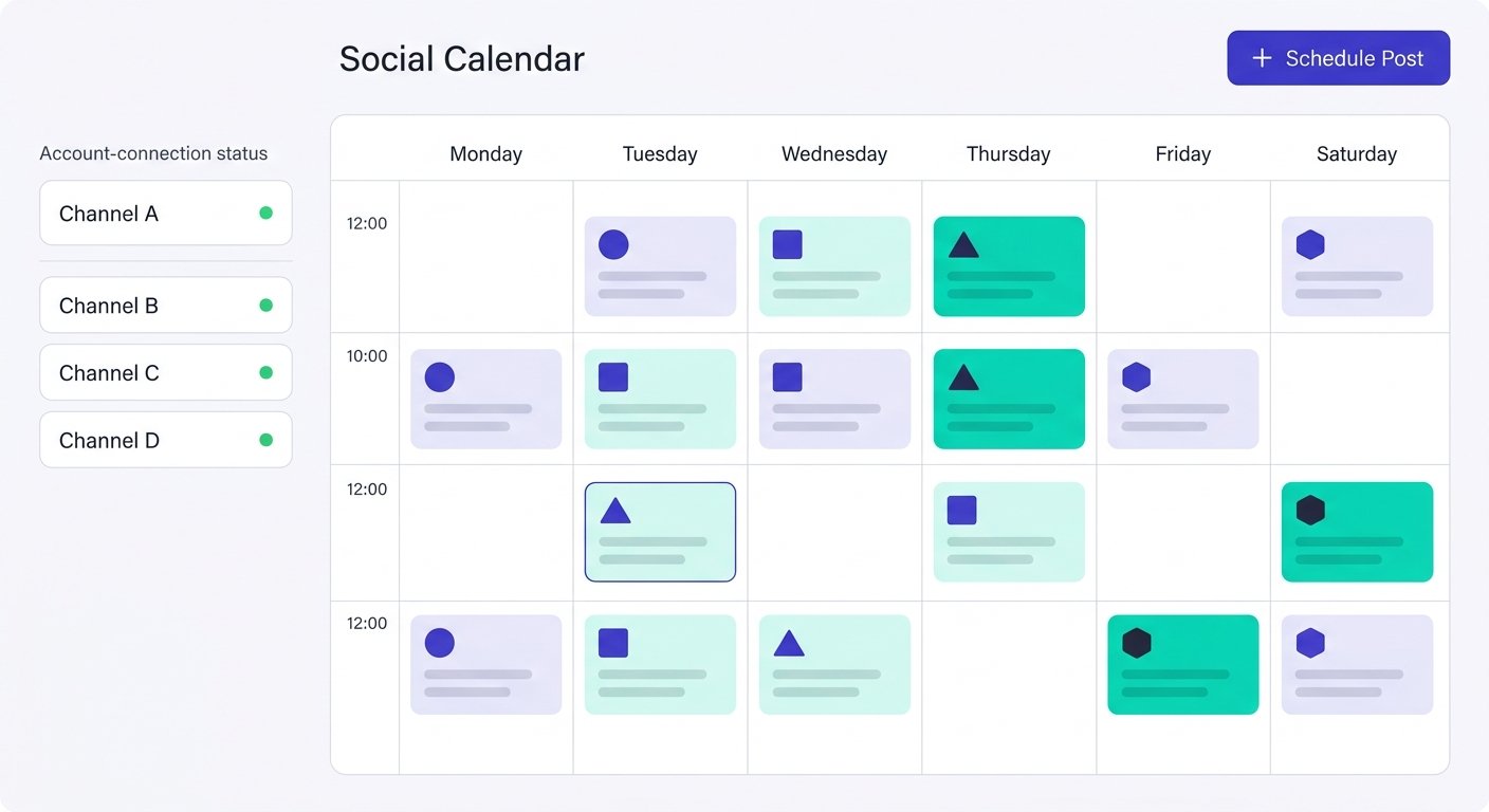Concept mockup of the social calendar screen